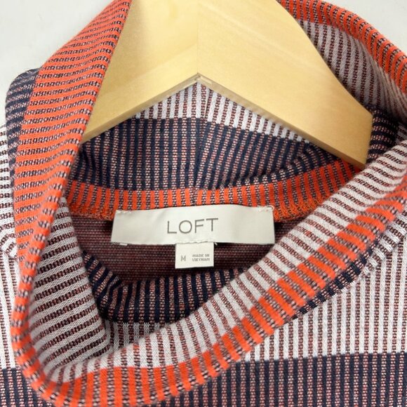 LOFT Striped Tank Midi Dress Mock Neck Fall Size Medium Women's - Picture 4 of 4